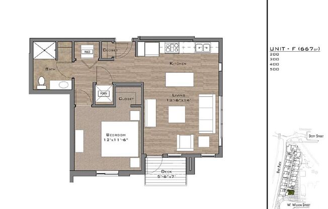 1 bed, 1 bath, 667 sqft, $1,925, Unit 300