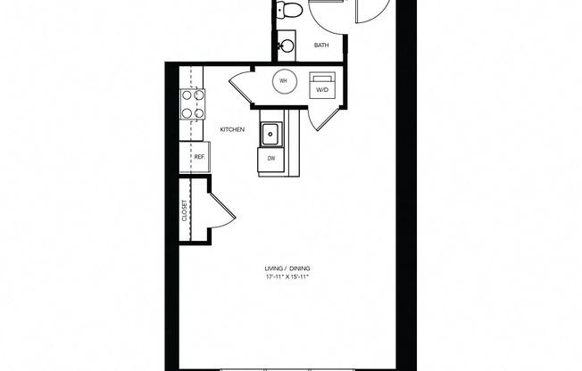 Studio, 1 bath, 559 sqft, $1,051