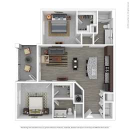 2 beds, 2 baths, 1,067 sqft, $1,503