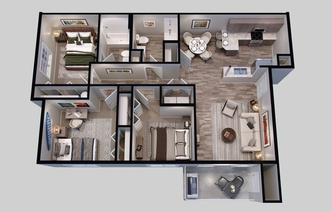 3 beds, 2 baths, 1,143 sqft, $1,695, Unit B201