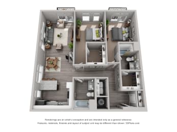 2 beds, 2 baths, 1,264 sqft, $1,987