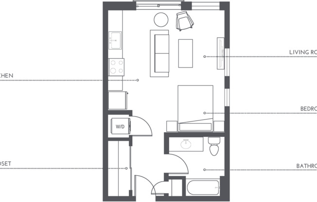 Studio, 1 bath, 488 sqft, $1,545, Unit 705