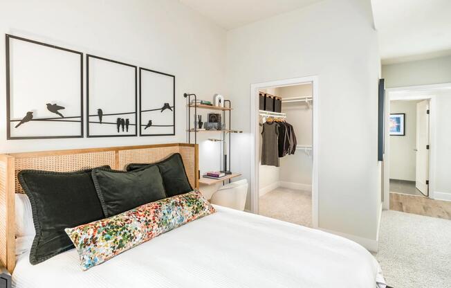 Enjoy a calming retreat with plush carpet, designer touches, and a spacious walk-in closet designed to keep life effortlessly organized.