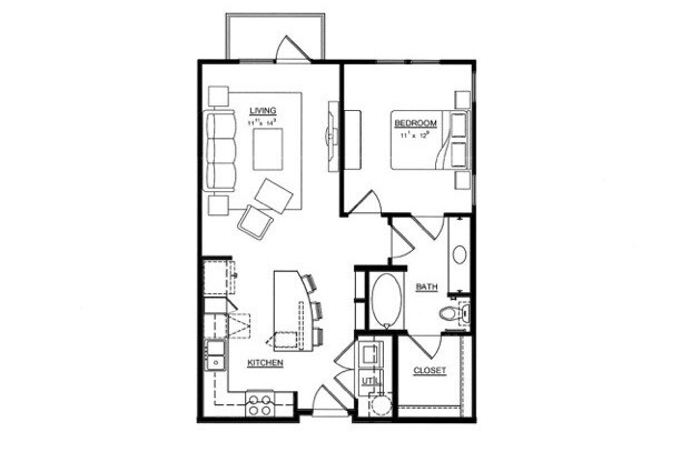 1 bed, 1 bath, 760 sqft, $1,560