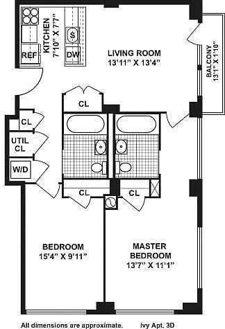 2 beds, 2 baths, 927 sqft, $3,500, Unit 3D