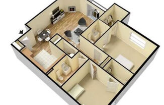 2 beds, 2 baths, 1,070 sqft, $1,224