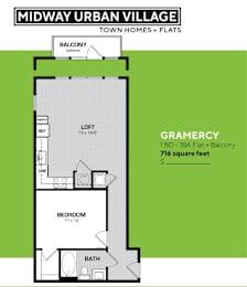 1 bed, 1 bath, 716 sqft, $1,500