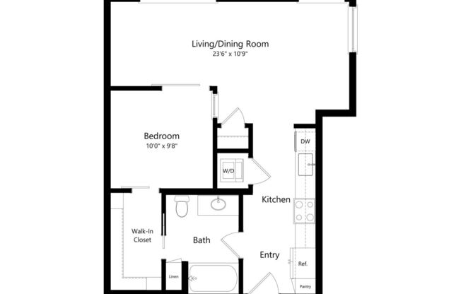 1 bed, 1 bath, 677 sqft, $4,990