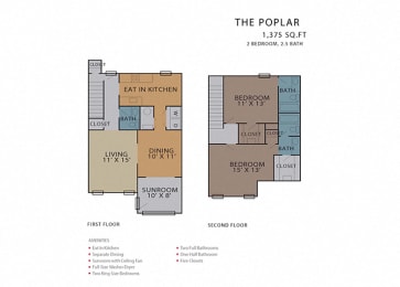 2 beds, 2.5 baths, 1,375 sqft, $1,585