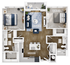 2 beds, 2 baths, 1,136 sqft, $1,859