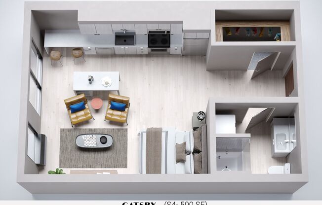 Studio, 1 bath, 384 sqft, $1,175, Unit 308