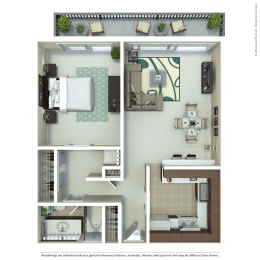  Floor Plan One Bedroom One Bathroom