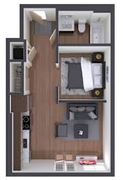 1 bed, 1 bath, 498 sqft, $1,599