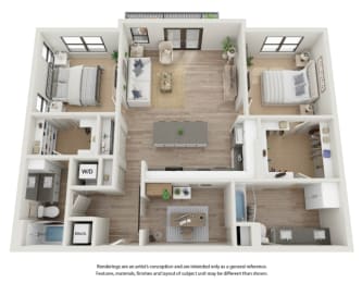 2 beds, 2 baths, 1,309 sqft, $2,099