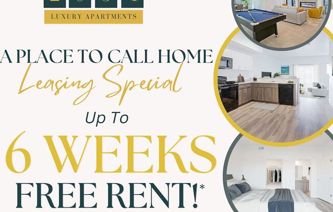 A poster advertising a leasing special for luxury apartments.
