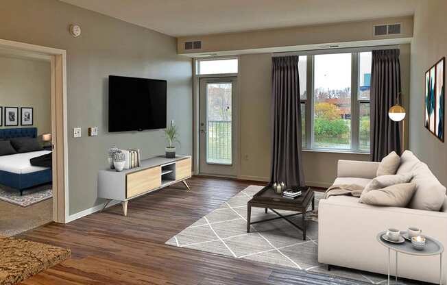 Living Room with tv at Preserve at Shady Oak Apartments, Minnetonka , 55343