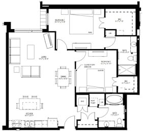 2 beds, 2 baths, 1,216 sqft, $1,695