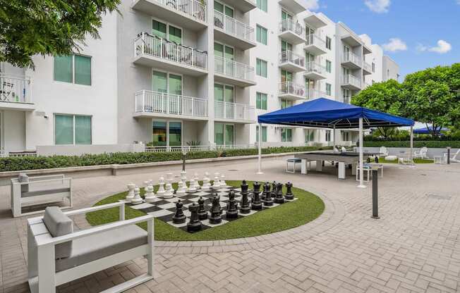 a large chess board in courtyard area, Blue Lagoon 7 in Miami, FL