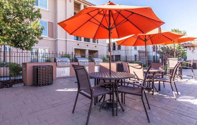 an umbrella sitting on top of a table