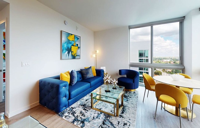 Living room at Douglas Enclave, Miami, FL, 33125.