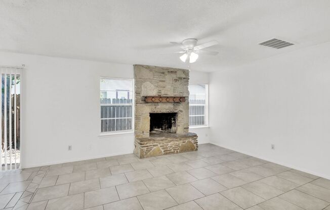 Beautiful fireplace, Large back yard, Washer and Dryer Hookups