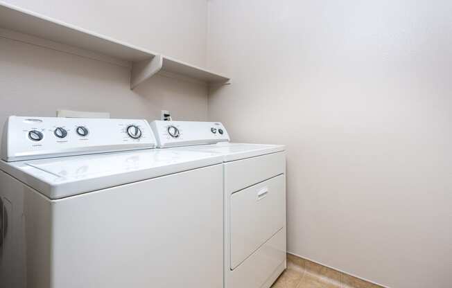 a washer and dryer in a laundry room