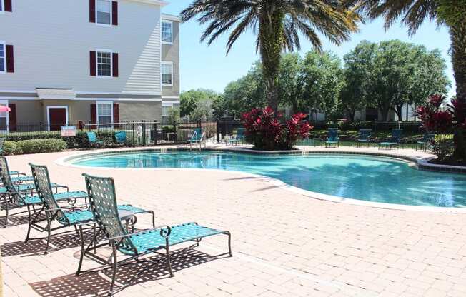 Pool Lounge Chairs at Villa Valencia Apartments, Florida