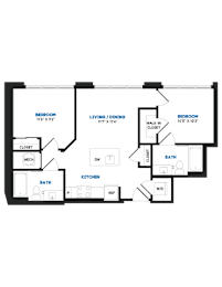 2 beds, 2 baths, 802 sqft, $2,793