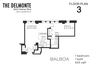 1 bed, 1 bath, 605 sqft, $1,370