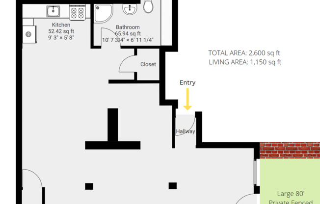 Studio, 1 bath, 1,150 sqft, $1,995, Unit 001
