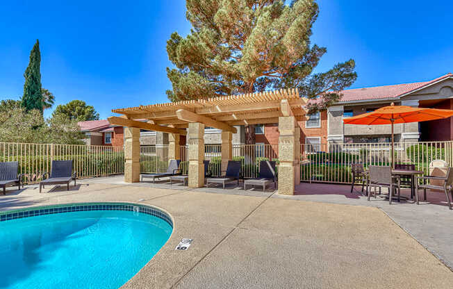 our apartments have a resort style pool and patio