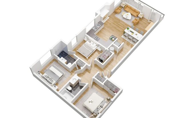 3 beds, 2 baths, 1,050 sqft, $2,932, Unit 104