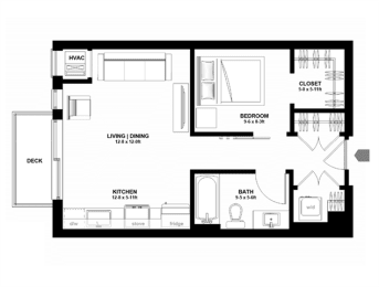 Studio, 1 bath, $1,405