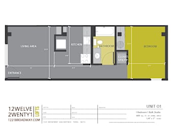 Studio, 1 bath, 600 sqft, $1,133