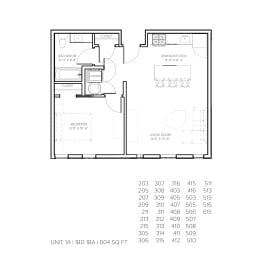 1 bed, 1 bath, 604 sqft, $1,510