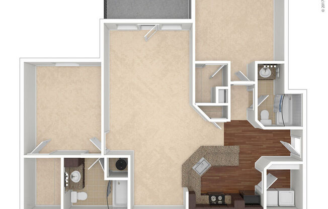 2 beds, 2 baths, 1,296 sqft, $1,569