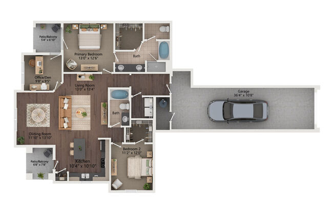 2 beds, 2 baths, 1,380 sqft, $2,235