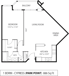 1 bed, 1 bath, 886 sqft, $1,585