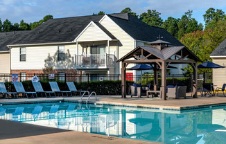 Community swimming pool with gazebo