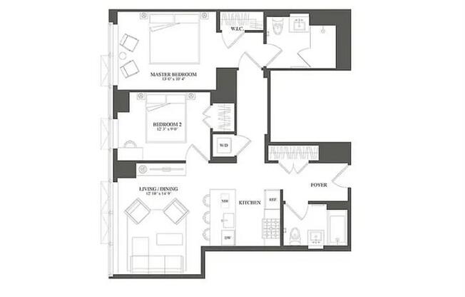 2 beds, 2 baths, 969 sqft, $7,200, Unit 4912