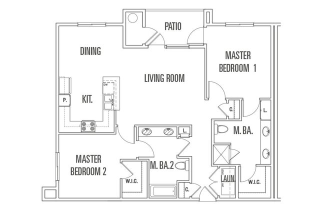 2 beds, 2 baths, 1,192 sqft, $1,950, Unit 222