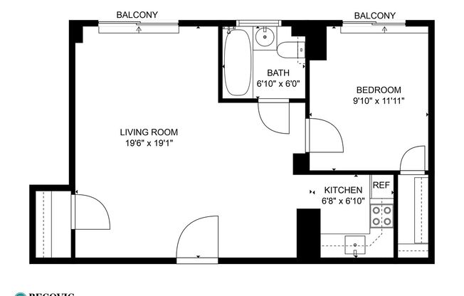 1 bed, 1 bath, 520 sqft, $1,945, Unit 902