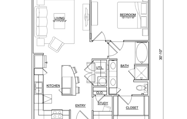 1 bed, 1 bath, 811 sqft, $1,899