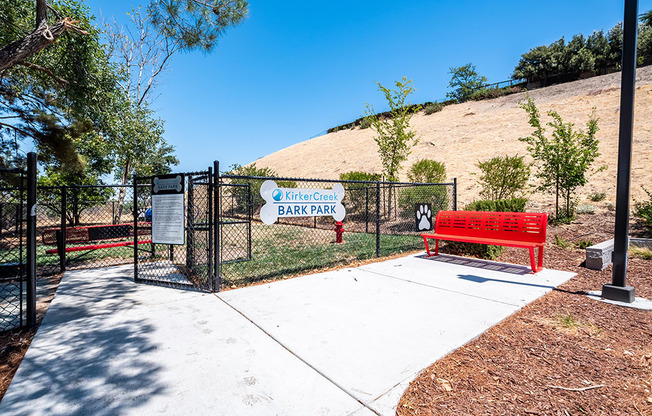 Apartments for Rent in Pittsburg CA - Kirker Creek - Bark Park for Dogs with Bench and Play Area