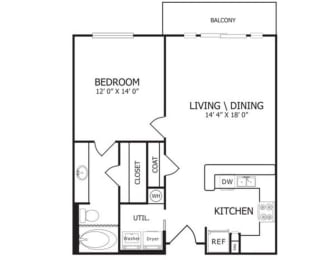 1 bed, 1 bath, 729 sqft, $1,455