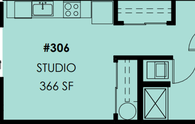 Studio, 1 bath, 346 sqft, $1,425, Unit 417-306
