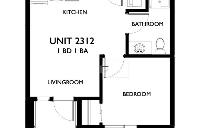 1 bed, 1 bath, 503 sqft, $1,495, Unit 2312
