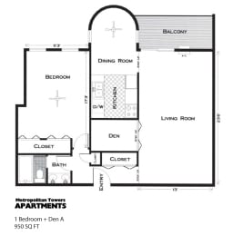 1 bed, 1 bath, 950 sqft, $1,255