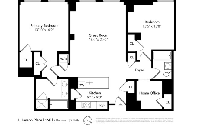 2 beds, 2 baths, 1,370 sqft, $7,500, Unit 16K