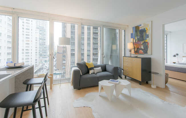 Living Room with Floor-to-Ceiling Windows